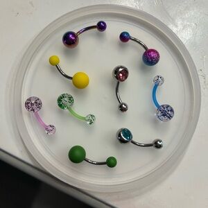 9 Pack of Colorful Belly Button Rings Set